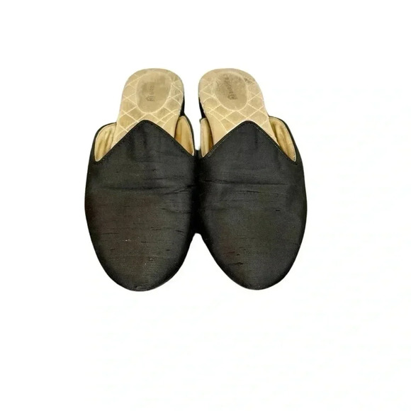 Birdies The Raven Mule in Satin Slubbed Shantung Black - Picture 4 of 11